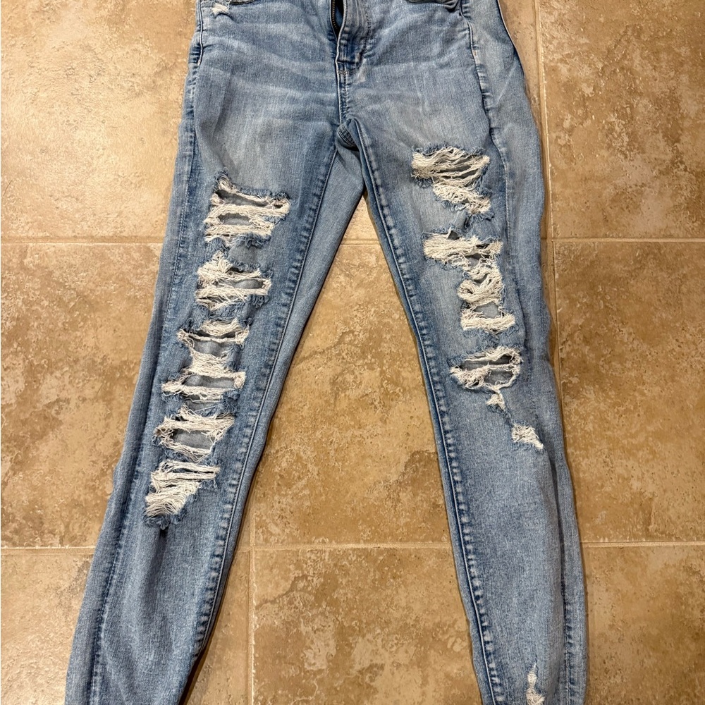 American Eagle Outfitters Light Blue Skinny Distressed Jeans